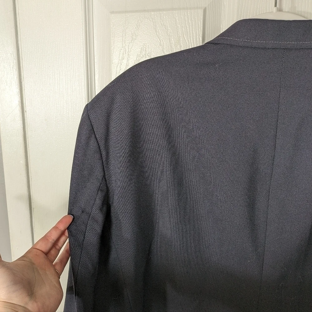 Vintage Alexander Shields Park Avenue Navy Contrast Stitched Wool‎ Blazer 48R
